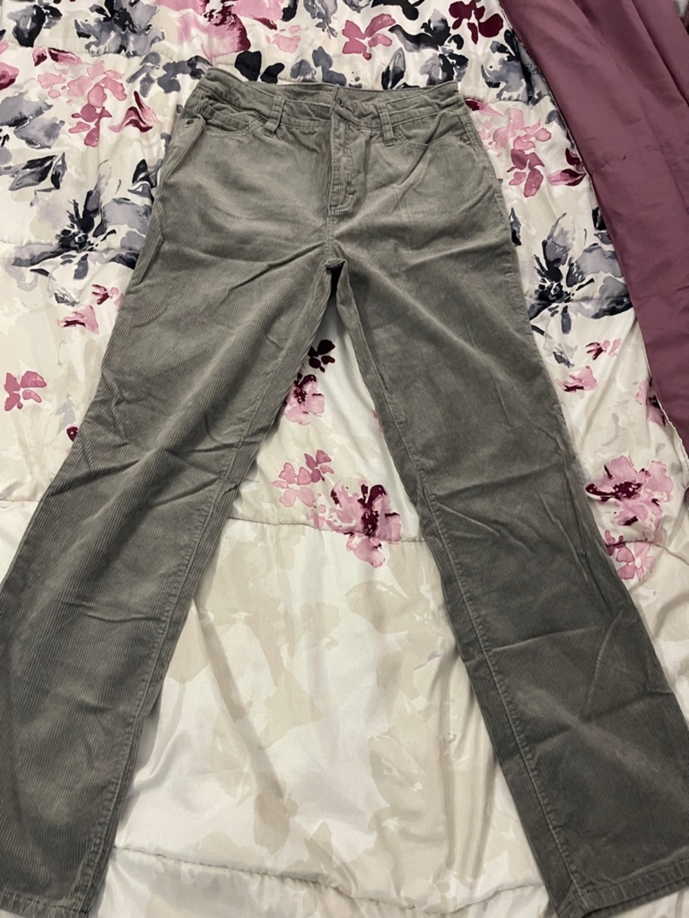 Style & Co. Women's Straight Leg Gray Corduroy Pants